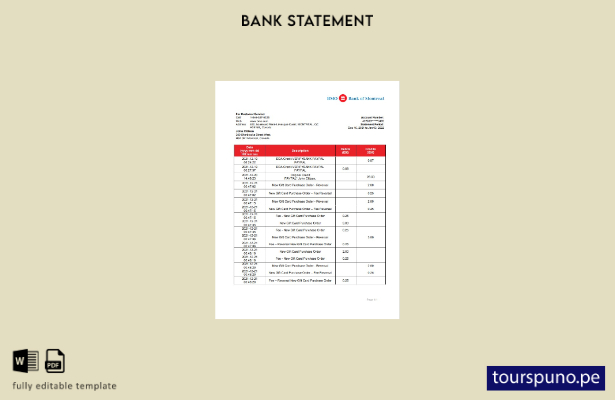 listo para imprimir plantilla de word   extracto bancario del Banco de Canadá de